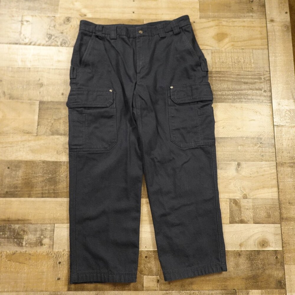 Duluth Trading Co. Fire Hose Relaxed Fit Cargo Work Pants Men's 38x30‎ Navy